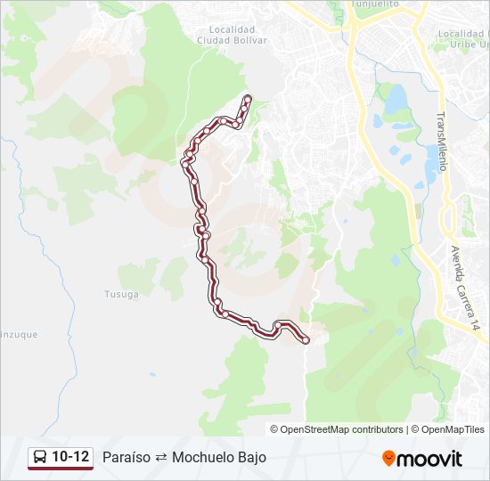 Mapa de 10-12 de SITP