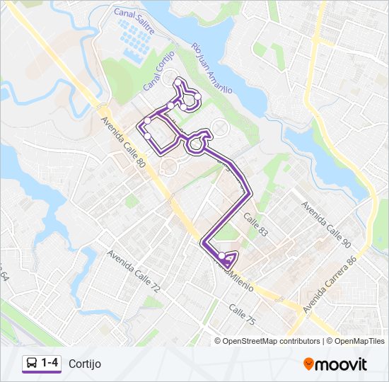 Mapa de 1-4 de SITP