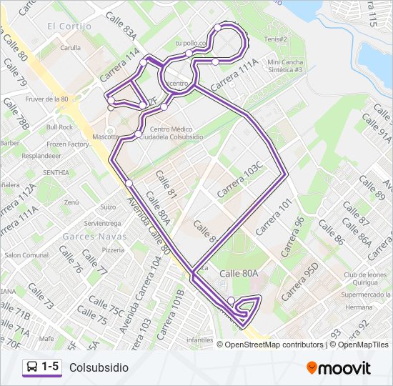 Mapa de 1-5 de SITP