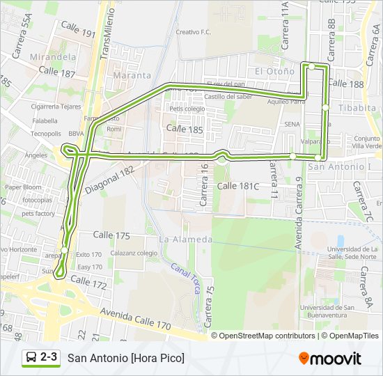 Mapa de 2-3 de SITP