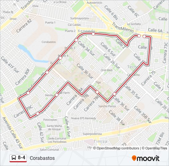 Mapa de 8-4 de SITP