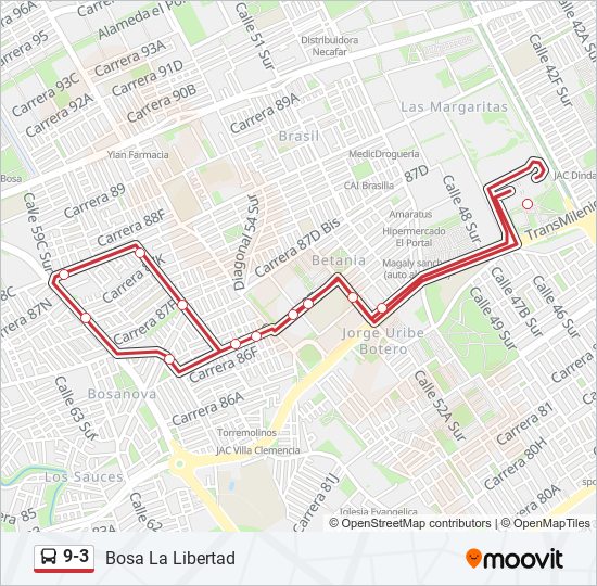 Mapa de 9-3 de SITP