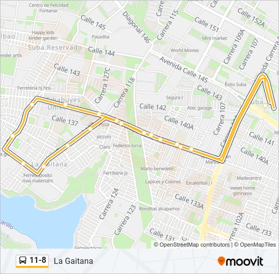 Mapa de 11-8 de SITP