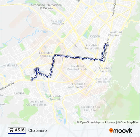 A516 Bus Line Map
