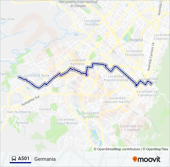 A501 Bus Line Map