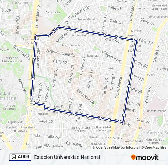 A003 Bus Line Map