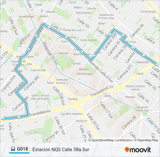 G018 Bus Line Map