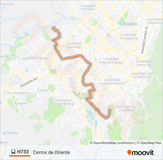 H733 Bus Line Map