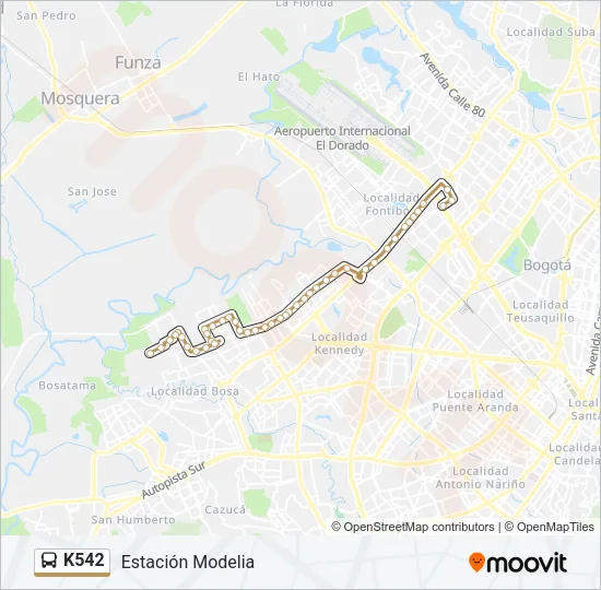K542 Bus Line Map