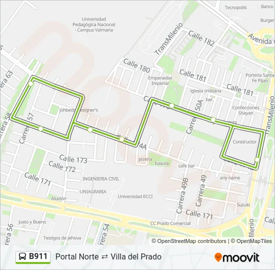 B911 Bus Line Map