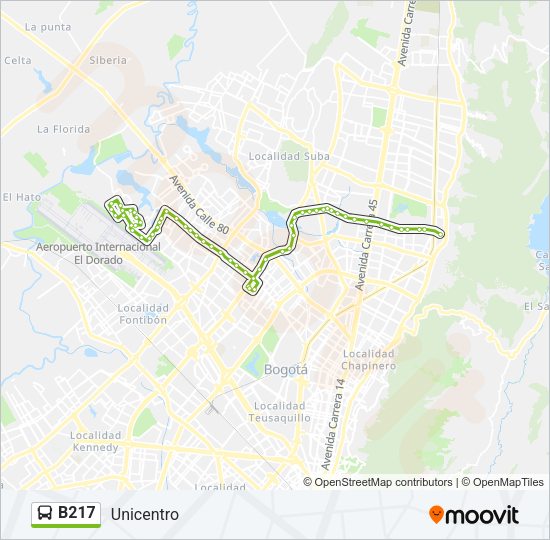 Mapa de B217 de autobús