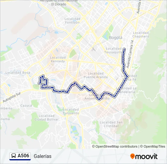 A506 Bus Line Map