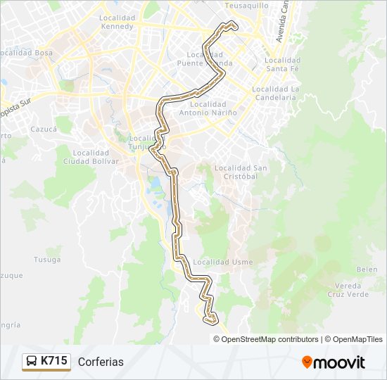 Mapa de K715 de autobús