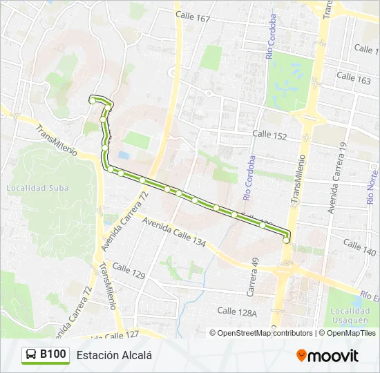 B100 Bus Line Map