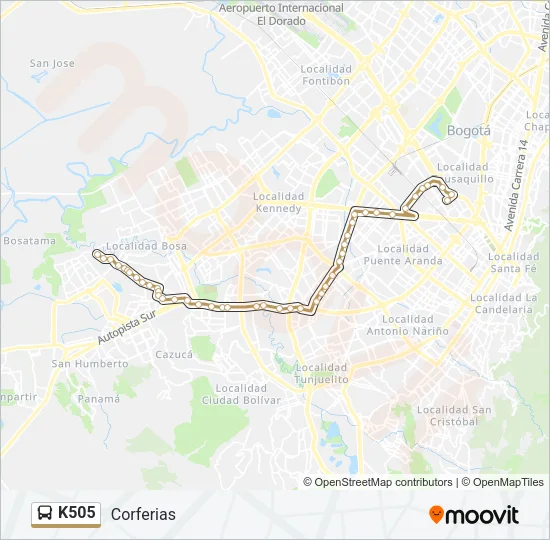 K505 Bus Line Map