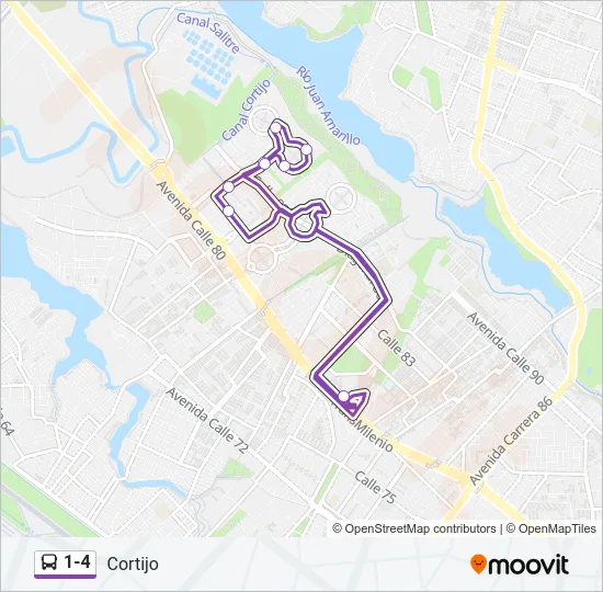 1-4 Bus Line Map