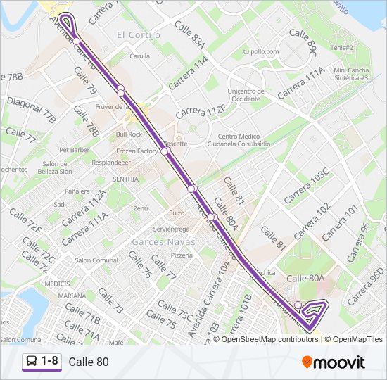 1-8 Bus Line Map