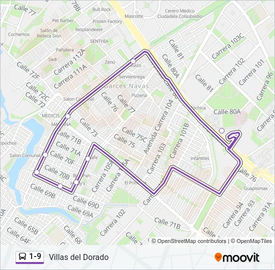 1-9 Bus Line Map