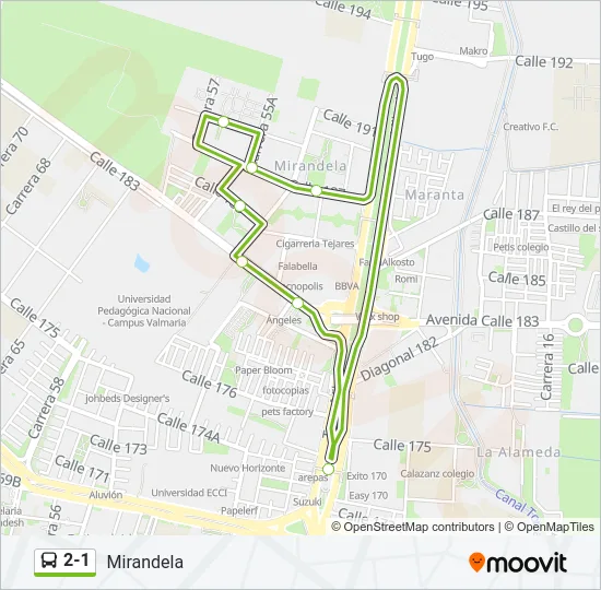 2-1 Bus Line Map