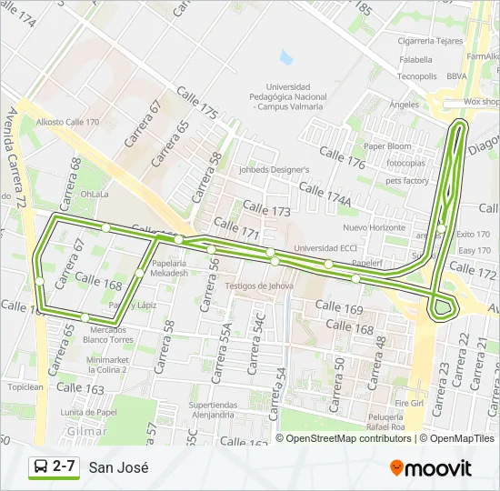 2-7 Bus Line Map