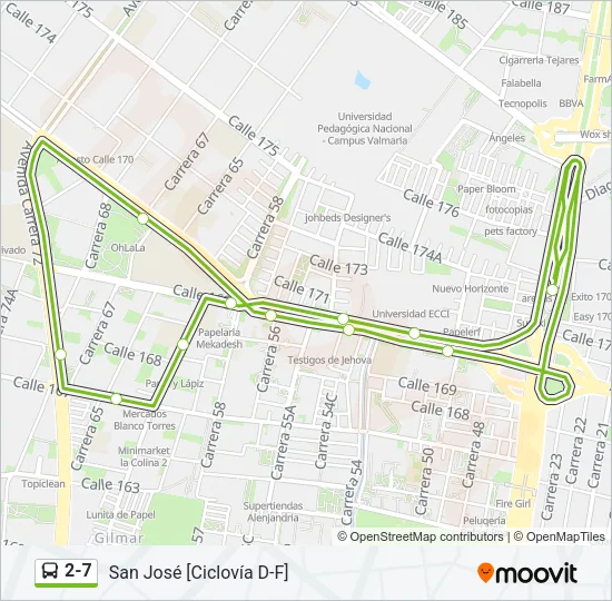 2-7 Bus Line Map