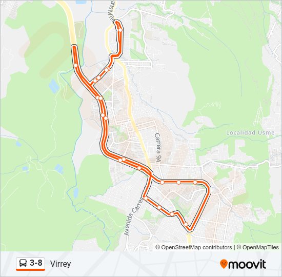 3-8 Bus Line Map