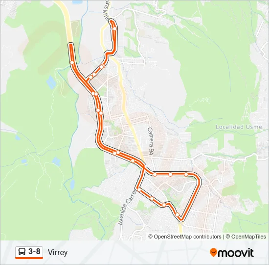 3-8 Bus Line Map