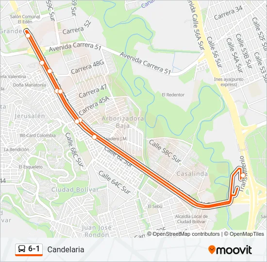 6-1 Bus Line Map