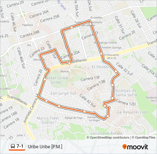 7-1 Bus Line Map