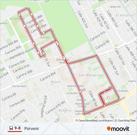 9-8 Bus Line Map