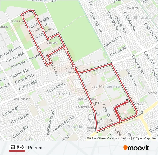 9-8 Bus Line Map