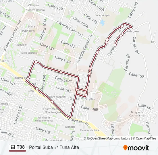 T08 Bus Line Map