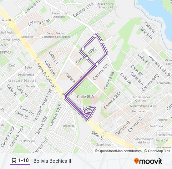 1-10 Bus Line Map