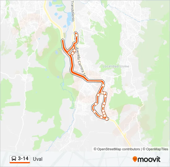 3-14 Bus Line Map