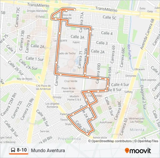 8-10 Bus Line Map