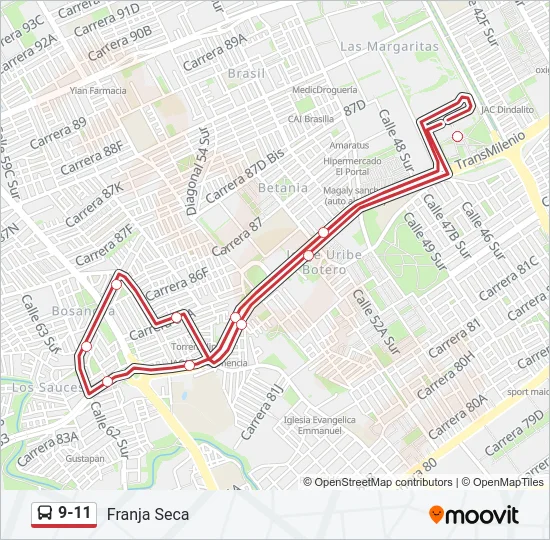 9-11 Bus Line Map