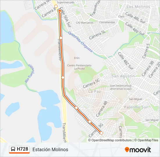 H728 Bus Line Map