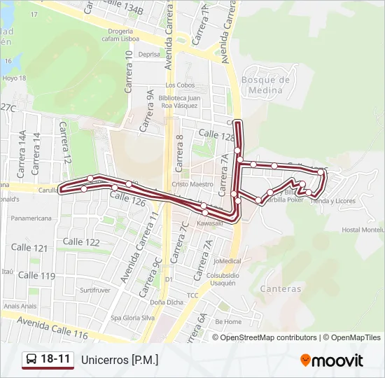 18-11 Bus Line Map