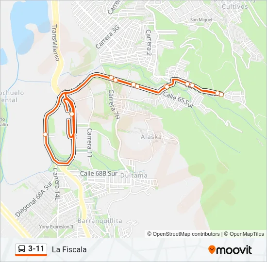 3-11 Bus Line Map