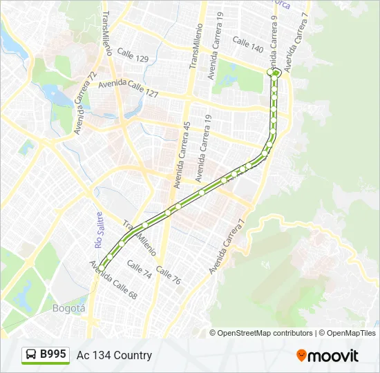 B995 Bus Line Map