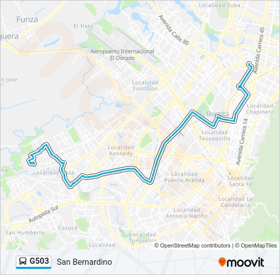 Mapa de G503 de autobús