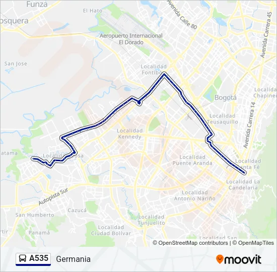 A535 Bus Line Map