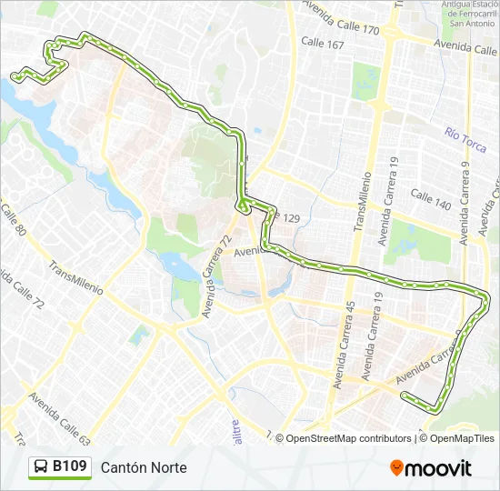 B109 Bus Line Map