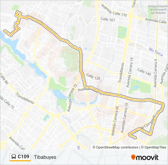C109 Bus Line Map
