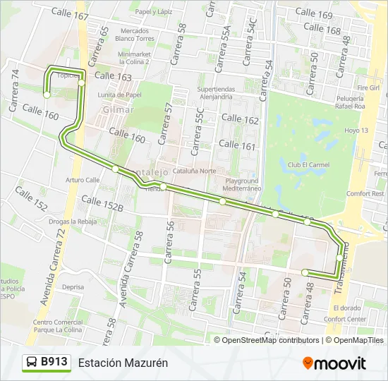 B913 Bus Line Map