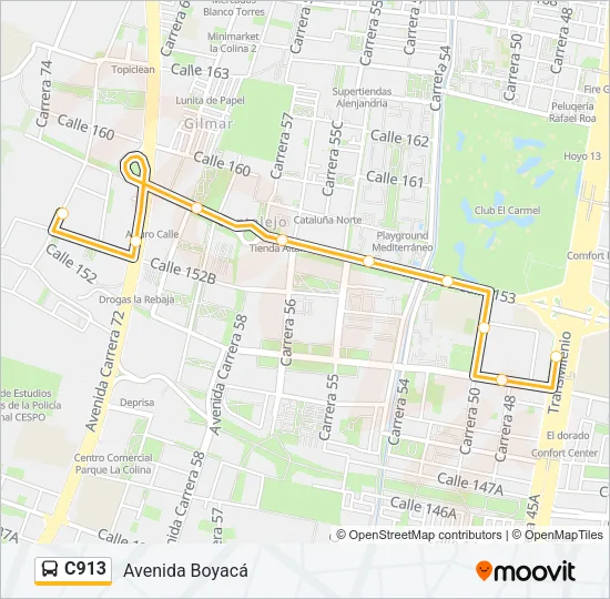 C913 Bus Line Map