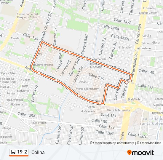 Mapa de 19-2 de SITP