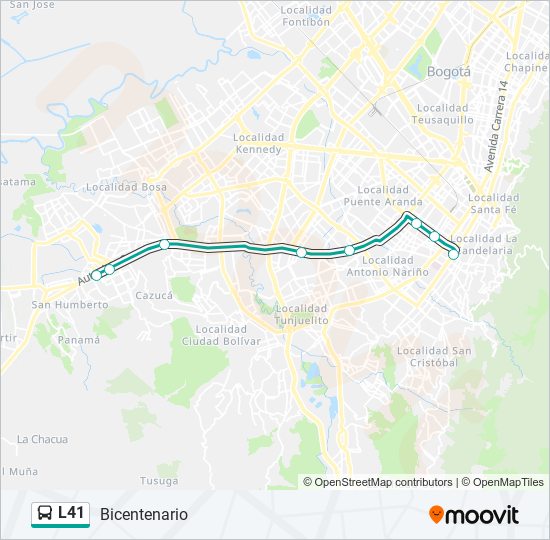 L41 transmilenio Line Map