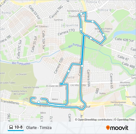 Mapa de 10-8 de SITP