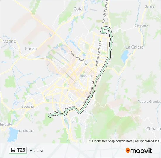 T25 Bus Line Map